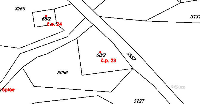 Šediviny 23, Kounov na parcele st. 66/2 v KÚ Šediviny, Katastrální mapa