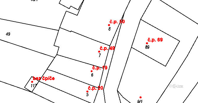 Količín 49, Holešov na parcele st. 7 v KÚ Količín, Katastrální mapa