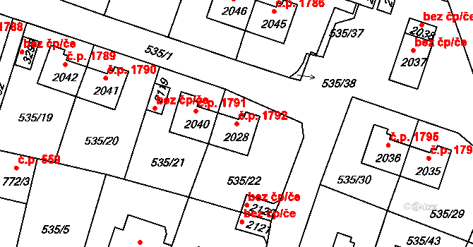 Nymburk 1792 na parcele st. 2028 v KÚ Nymburk, Katastrální mapa