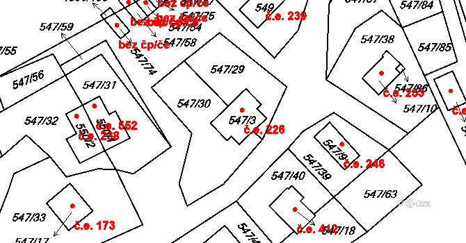 Dolní Vltavice 226, Černá v Pošumaví na parcele st. 547/3 v KÚ Černá v Pošumaví, Katastrální mapa