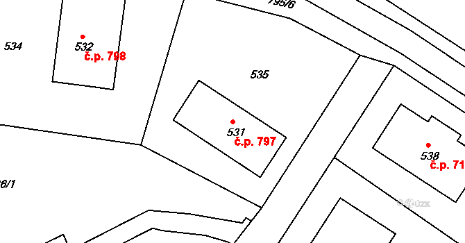 Rýmařov 797 na parcele st. 531 v KÚ Rýmařov, Katastrální mapa