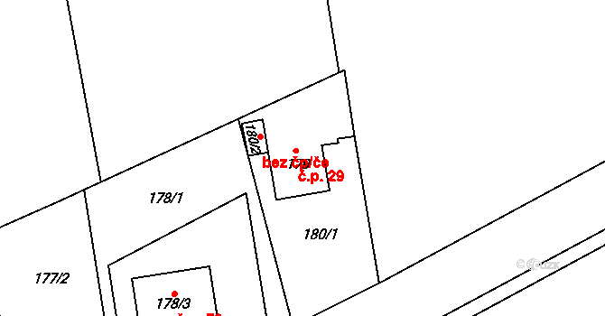 Skramníky 29, Klučov na parcele st. 179 v KÚ Skramníky, Katastrální mapa