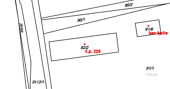 Třeboň II 225, Třeboň na parcele st. 92/2 v KÚ Třeboň, Katastrální mapa