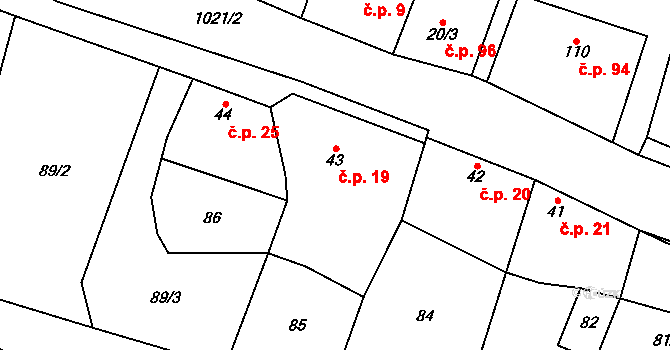 Cakov 19, Senice na Hané na parcele st. 43 v KÚ Cakov, Katastrální mapa