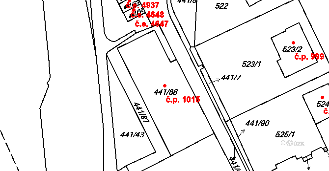 Klíše 1015, Ústí nad Labem na parcele st. 441/88 v KÚ Klíše, Katastrální mapa