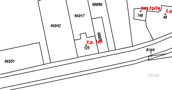 Maršov 147, Krupka na parcele st. 125 v KÚ Maršov u Krupky, Katastrální mapa