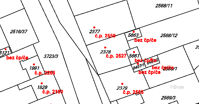Břeclav 2527 na parcele st. 2378 v KÚ Břeclav, Katastrální mapa
