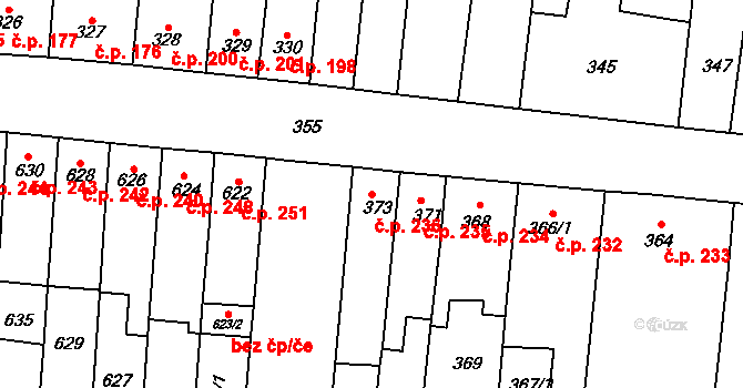 Brněnské Ivanovice 236, Brno na parcele st. 373 v KÚ Brněnské Ivanovice, Katastrální mapa