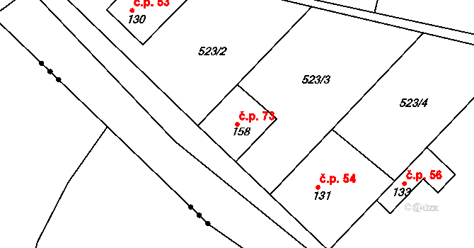 Horoušánky 73, Horoušany na parcele st. 158 v KÚ Horoušany, Katastrální mapa