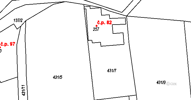 Nezdice na Šumavě 82 na parcele st. 257 v KÚ Nezdice na Šumavě, Katastrální mapa