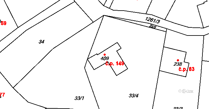 Mašov 149, Turnov na parcele st. 409 v KÚ Mašov u Turnova, Katastrální mapa