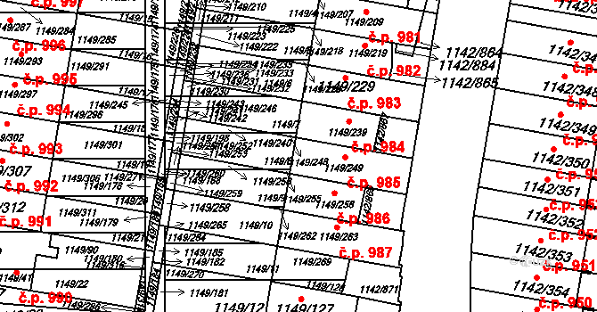 Řepy 985, Praha na parcele st. 1149/8 v KÚ Řepy, Katastrální mapa