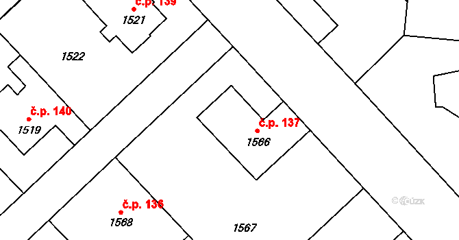 Suchdol 137, Praha na parcele st. 1566 v KÚ Suchdol, Katastrální mapa