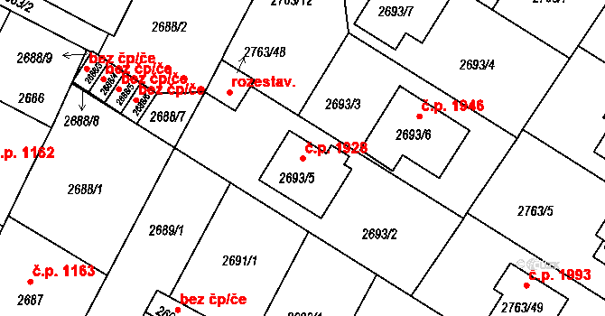 České Budějovice 5 1928, České Budějovice na parcele st. 2693/5 v KÚ České Budějovice 5, Katastrální mapa
