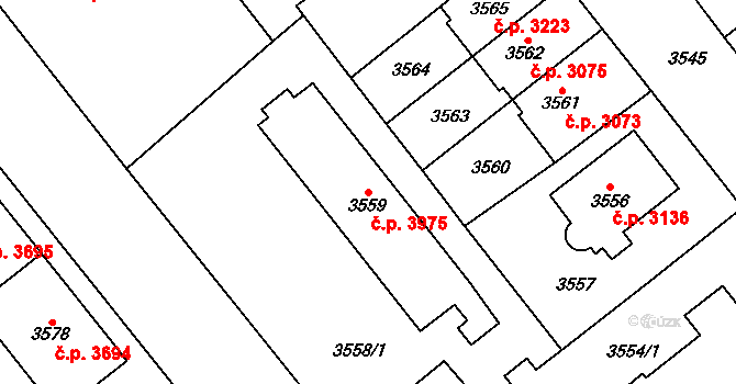 Chomutov 3975 na parcele st. 3559 v KÚ Chomutov I, Katastrální mapa