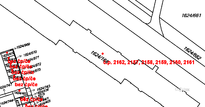Mizerov 2157,2158,2159,2160,, Karviná na parcele st. 1624/168 v KÚ Karviná-město, Katastrální mapa