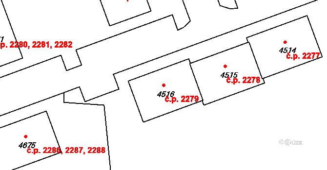 Nymburk 2279 na parcele st. 4516 v KÚ Nymburk, Katastrální mapa