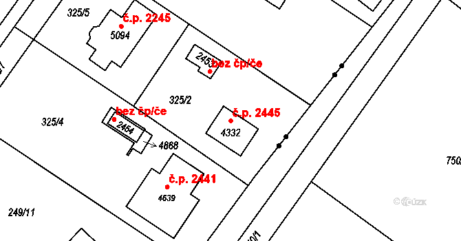 Rožnov pod Radhoštěm 2445 na parcele st. 4332 v KÚ Rožnov pod Radhoštěm, Katastrální mapa