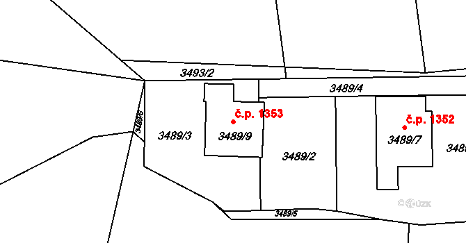Lutyně 1353, Orlová na parcele st. 3489/9 v KÚ Horní Lutyně, Katastrální mapa