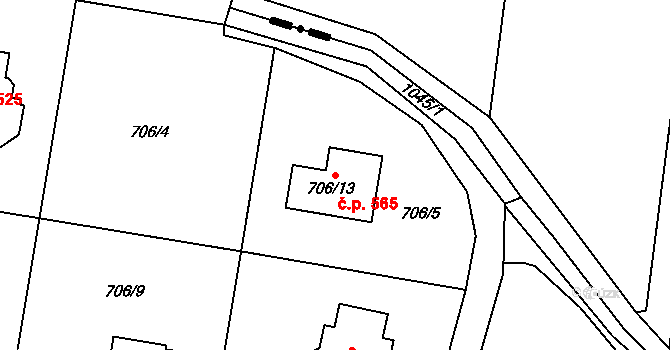 Krmelín 565 na parcele st. 706/13 v KÚ Krmelín, Katastrální mapa