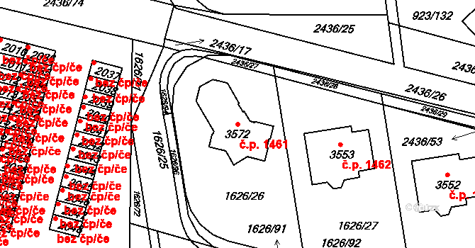 Ústí nad Orlicí 1461 na parcele st. 3572 v KÚ Ústí nad Orlicí, Katastrální mapa