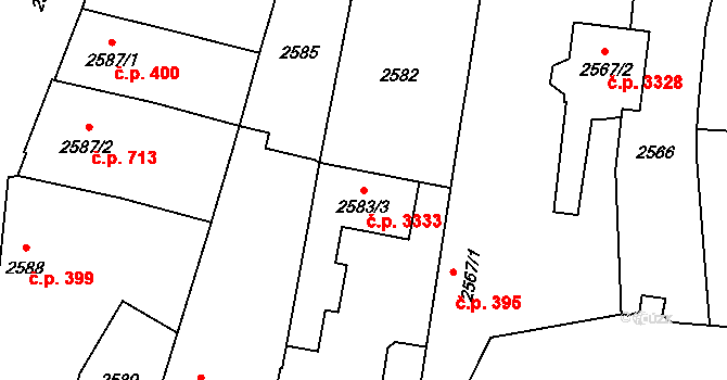 Kravaře 3333 na parcele st. 2583/3 v KÚ Kravaře ve Slezsku, Katastrální mapa
