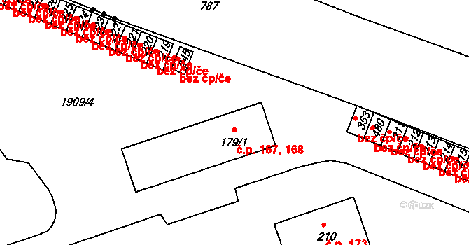 Přibyslavice 167,168 na parcele st. 179/1 v KÚ Přibyslavice nad Jihlavou, Katastrální mapa
