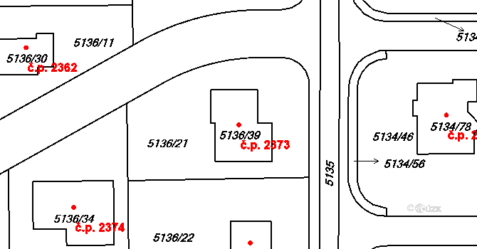 Pod Bezručovým vrchem 2373, Krnov na parcele st. 5136/39 v KÚ Krnov-Horní Předměstí, Katastrální mapa