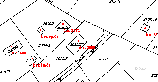 Bolevec 2889, Plzeň na parcele st. 2029/27 v KÚ Bolevec, Katastrální mapa