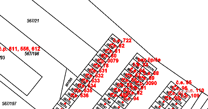 Vyškov-Předměstí 81, Vyškov na parcele st. 567/39 v KÚ Vyškov, Katastrální mapa