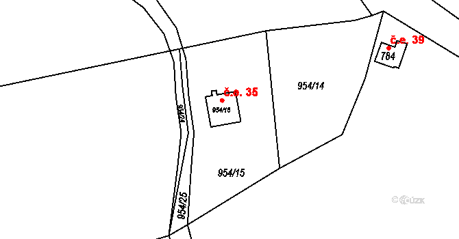 Zbudov 35, Klášterec nad Orlicí na parcele st. 954/18 v KÚ Klášterec nad Orlicí, Katastrální mapa