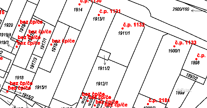 Turnov 44789076 na parcele st. 1911/2 v KÚ Turnov, Katastrální mapa