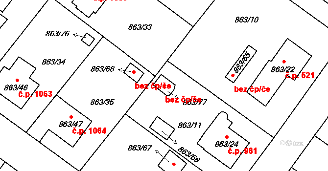 Pelhřimov 45281076 na parcele st. 863/77 v KÚ Pelhřimov, Katastrální mapa