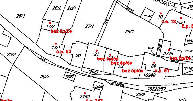 Hovězí 45599076 na parcele st. 21 v KÚ Hovězí, Katastrální mapa