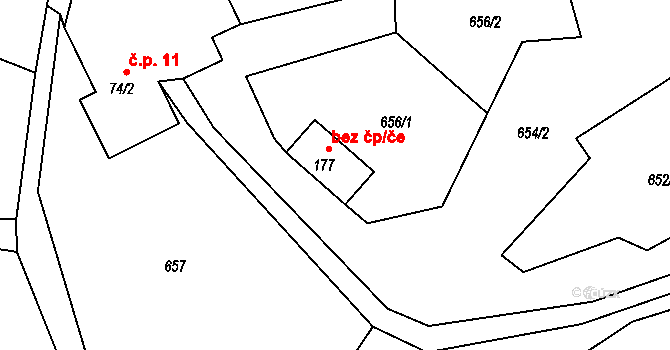 Třinec 46467076 na parcele st. 177 v KÚ Tyra, Katastrální mapa