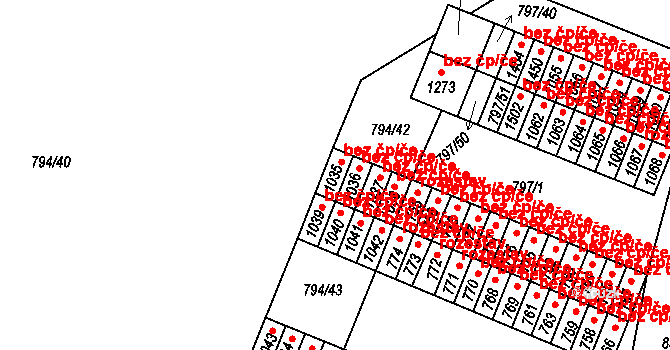 Lišov 46936076 na parcele st. 1035 v KÚ Lišov, Katastrální mapa
