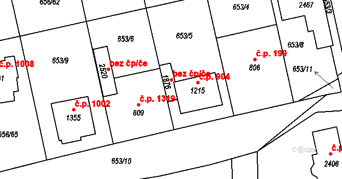 Zlín 47798076 na parcele st. 1876 v KÚ Malenovice u Zlína, Katastrální mapa