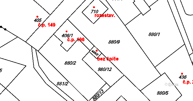 Mladá Boleslav 49181076 na parcele st. 406/2 v KÚ Debř, Katastrální mapa