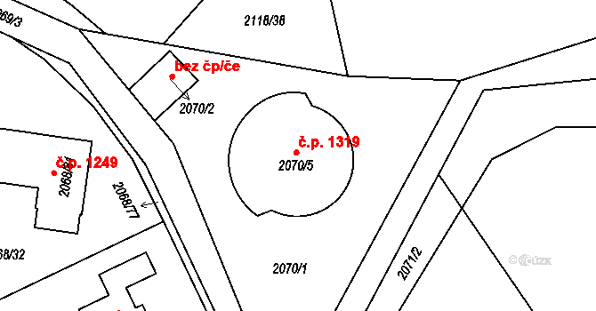 Liberec XIV-Ruprechtice 1319, Liberec na parcele st. 2070/5 v KÚ Ruprechtice, Katastrální mapa