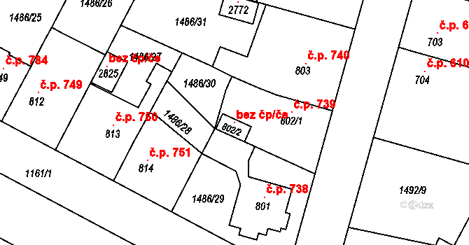 Třebechovice pod Orebem 51043076 na parcele st. 802/2 v KÚ Třebechovice pod Orebem, Katastrální mapa