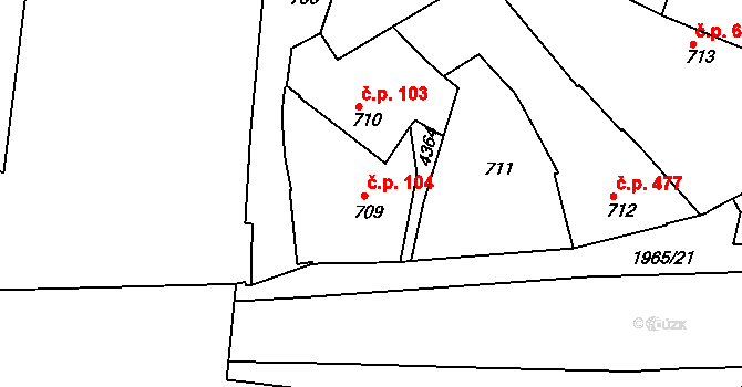 Veselí nad Lužnicí II 104, Veselí nad Lužnicí na parcele st. 709 v KÚ Veselí nad Lužnicí, Katastrální mapa