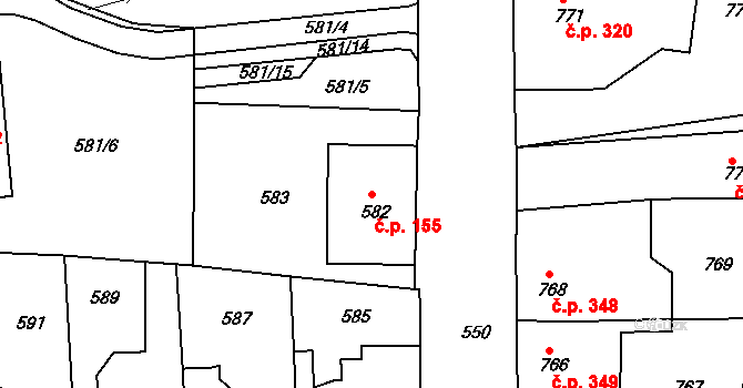 Česká Skalice 155 na parcele st. 582 v KÚ Česká Skalice, Katastrální mapa