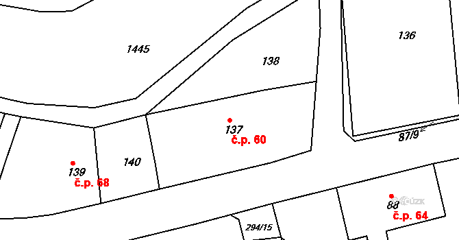 Slavětín nad Metují 60 na parcele st. 137 v KÚ Slavětín nad Metují, Katastrální mapa
