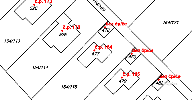 Pakoměřice 164, Bořanovice na parcele st. 477 v KÚ Bořanovice, Katastrální mapa