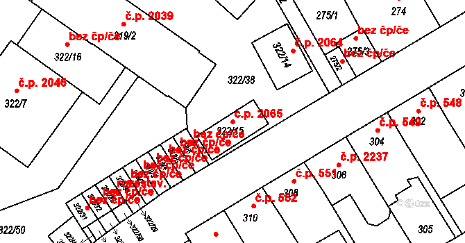 Zábřeh 2065 na parcele st. 322/15 v KÚ Zábřeh na Moravě, Katastrální mapa