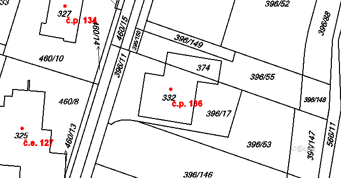 Loučná 136, Loučná pod Klínovcem na parcele st. 332 v KÚ Loučná pod Klínovcem, Katastrální mapa