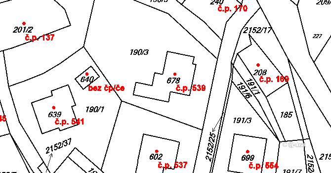 Veřovice 539 na parcele st. 678 v KÚ Veřovice, Katastrální mapa