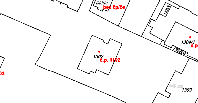 Kopřivnice 1102 na parcele st. 1302 v KÚ Kopřivnice, Katastrální mapa