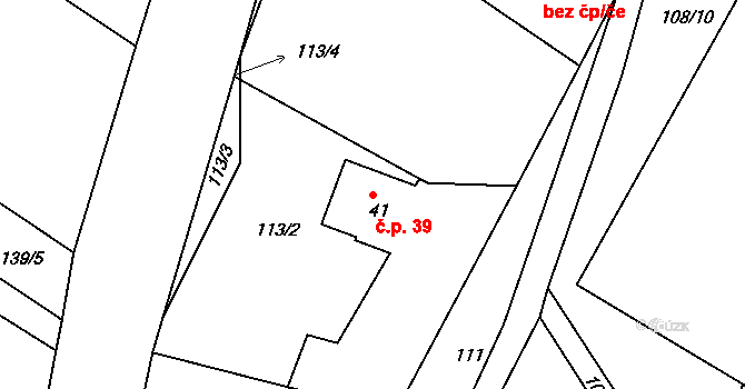 Radostovice 39, Světlá nad Sázavou na parcele st. 41 v KÚ Radostovice u Lipničky, Katastrální mapa