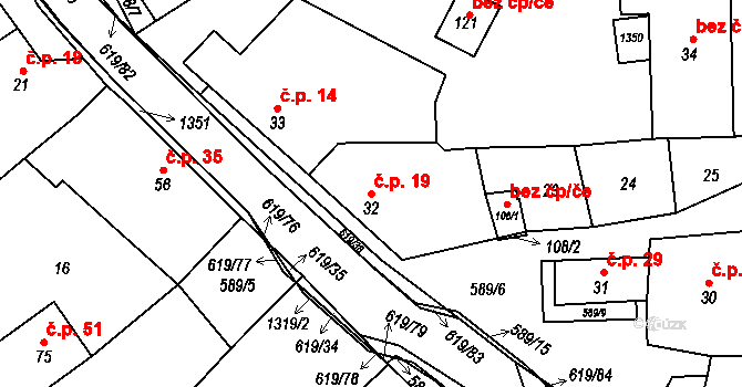 Sulimov 19 na parcele st. 32 v KÚ Sulimov, Katastrální mapa